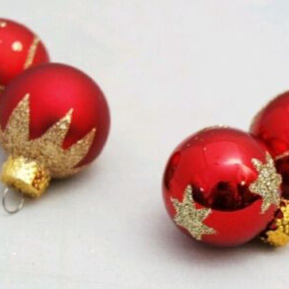 Red Tree Topper Mini Ornament Set 15 Ball Finial Glass 1.25" Kurt Adler - Picture 4 of 4